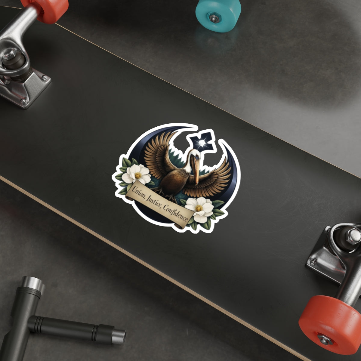 Louisiana Pelican Sticker — Rebel Bird Emblem
