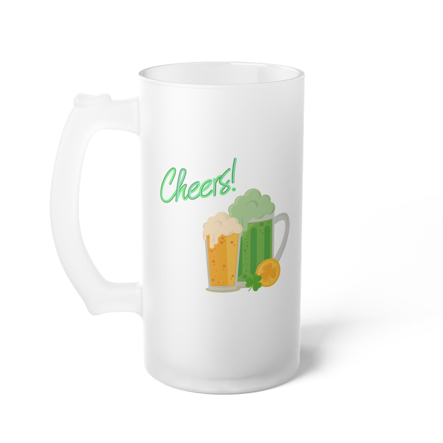 Shamrock Cheers - Frosted Glass Beer Mug