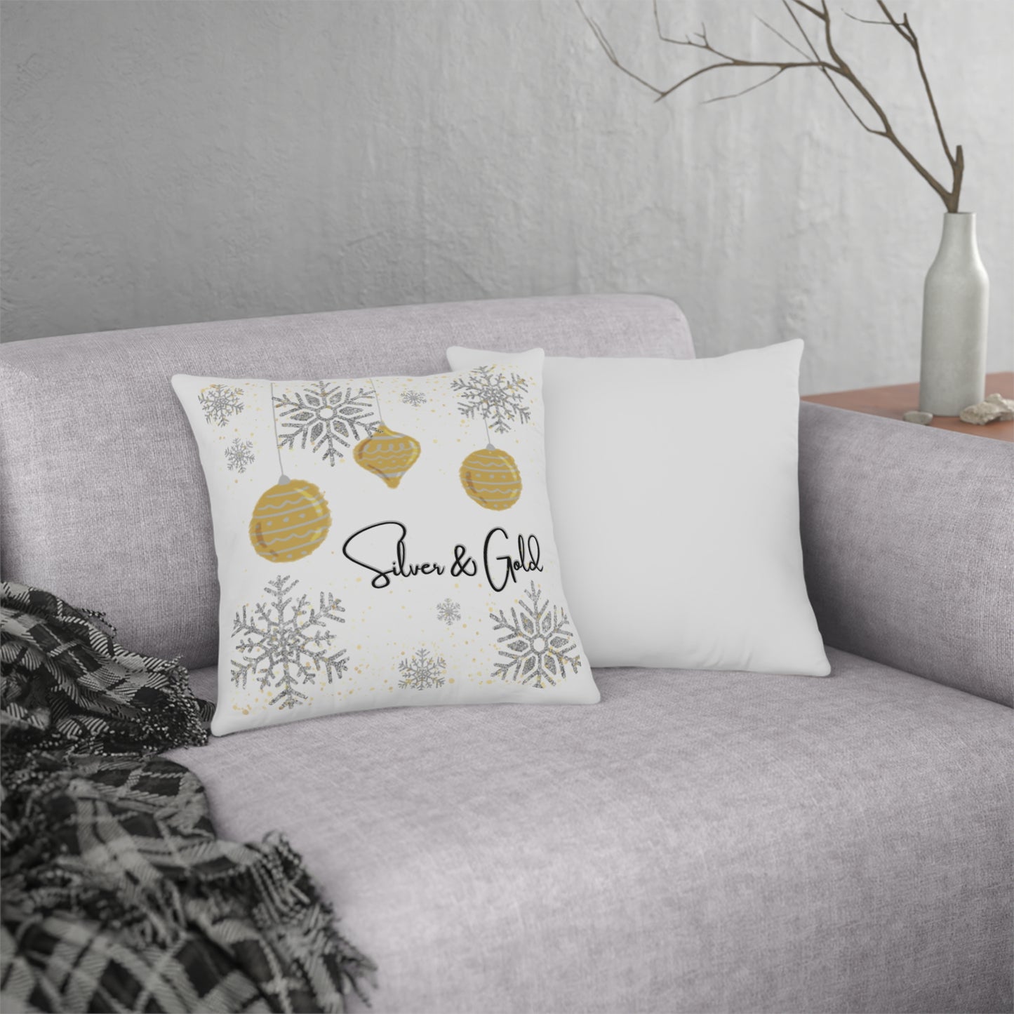 Holiday Silver and Gold Waterproof Pillow