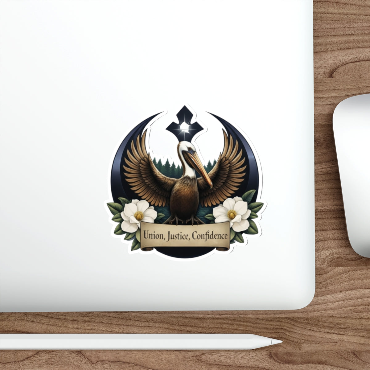 Louisiana Pelican Sticker — Rebel Bird Emblem