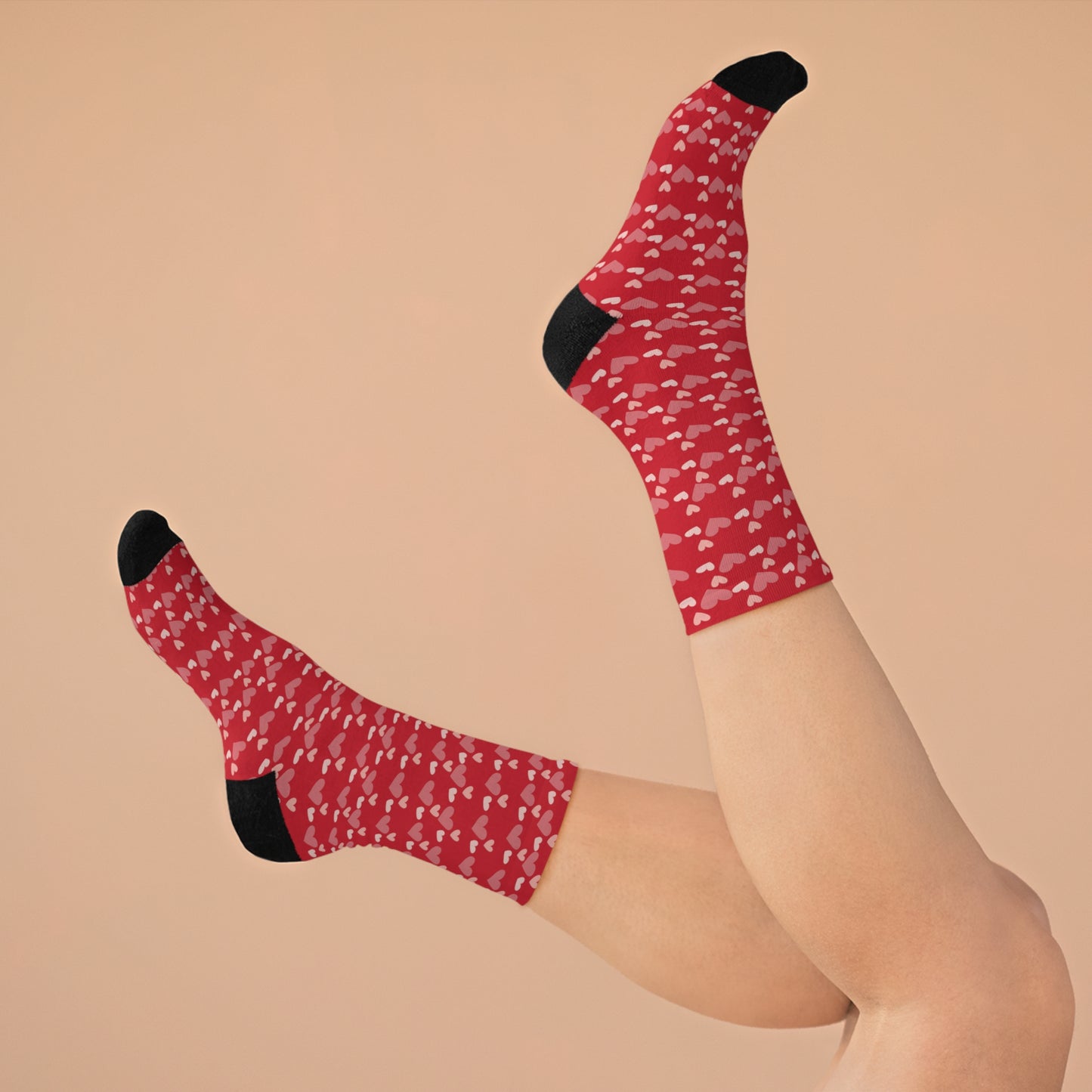 Hearts in Red - Recycled Poly Socks