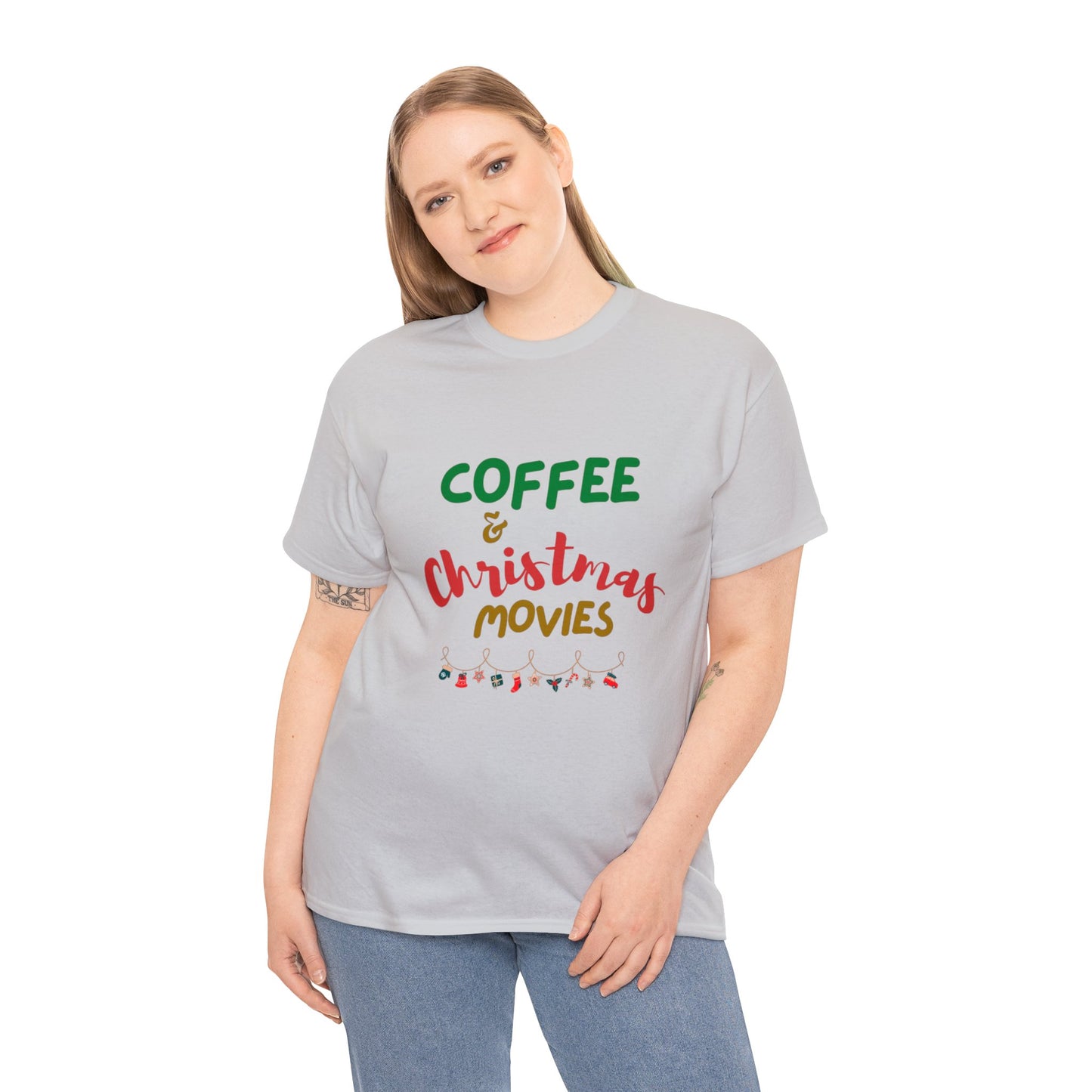 Coffee and Christmas Movies- Unisex Heavy Cotton Tee