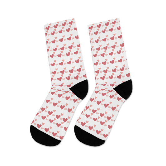 Heart Socks in White - Recycled Poly Socks