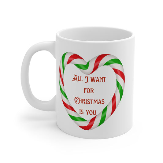 All I Want Christmas Candy Cane Mug 11oz