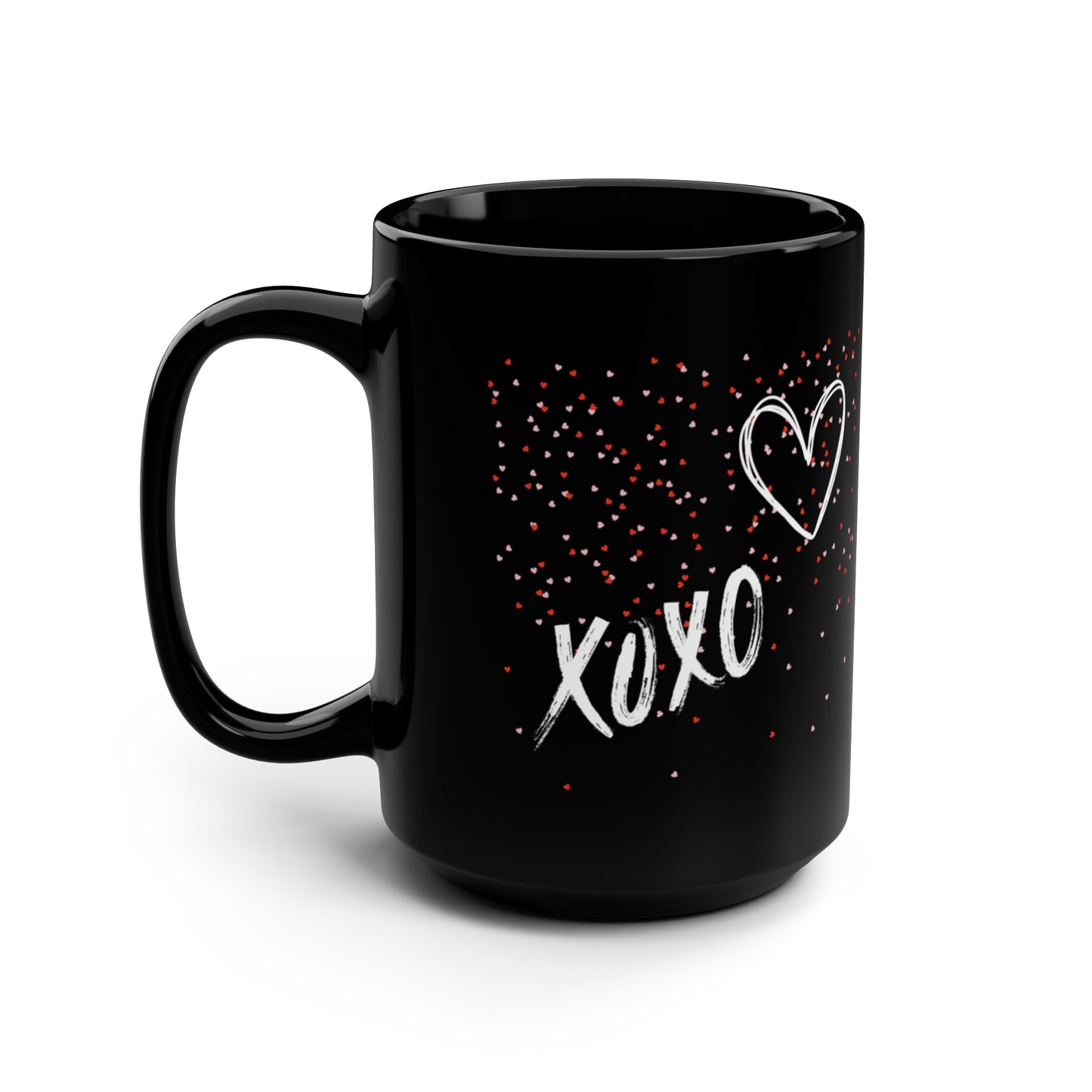 Love and Hugs - Black Mug, 15oz