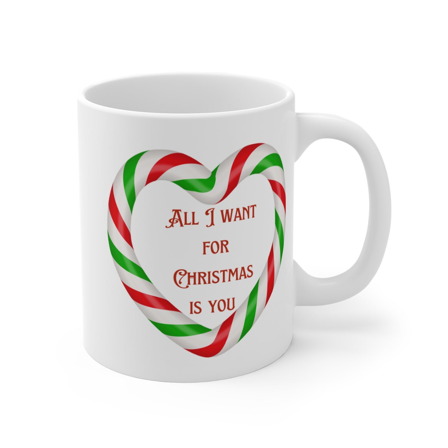 All I Want Christmas Candy Cane Mug 11oz