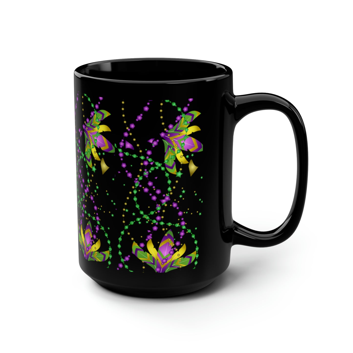 Mardi Gras Beads - Black Mug, 15oz