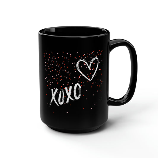 Love and Hugs - Black Mug, 15oz