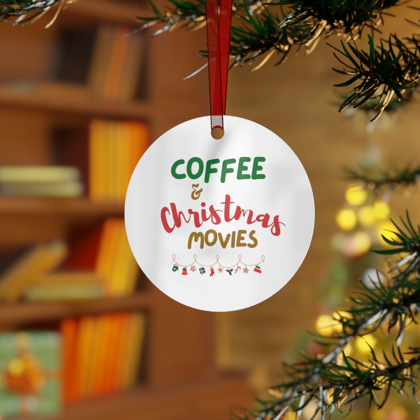 Coffee and Christmas Movies - Metal Ornaments