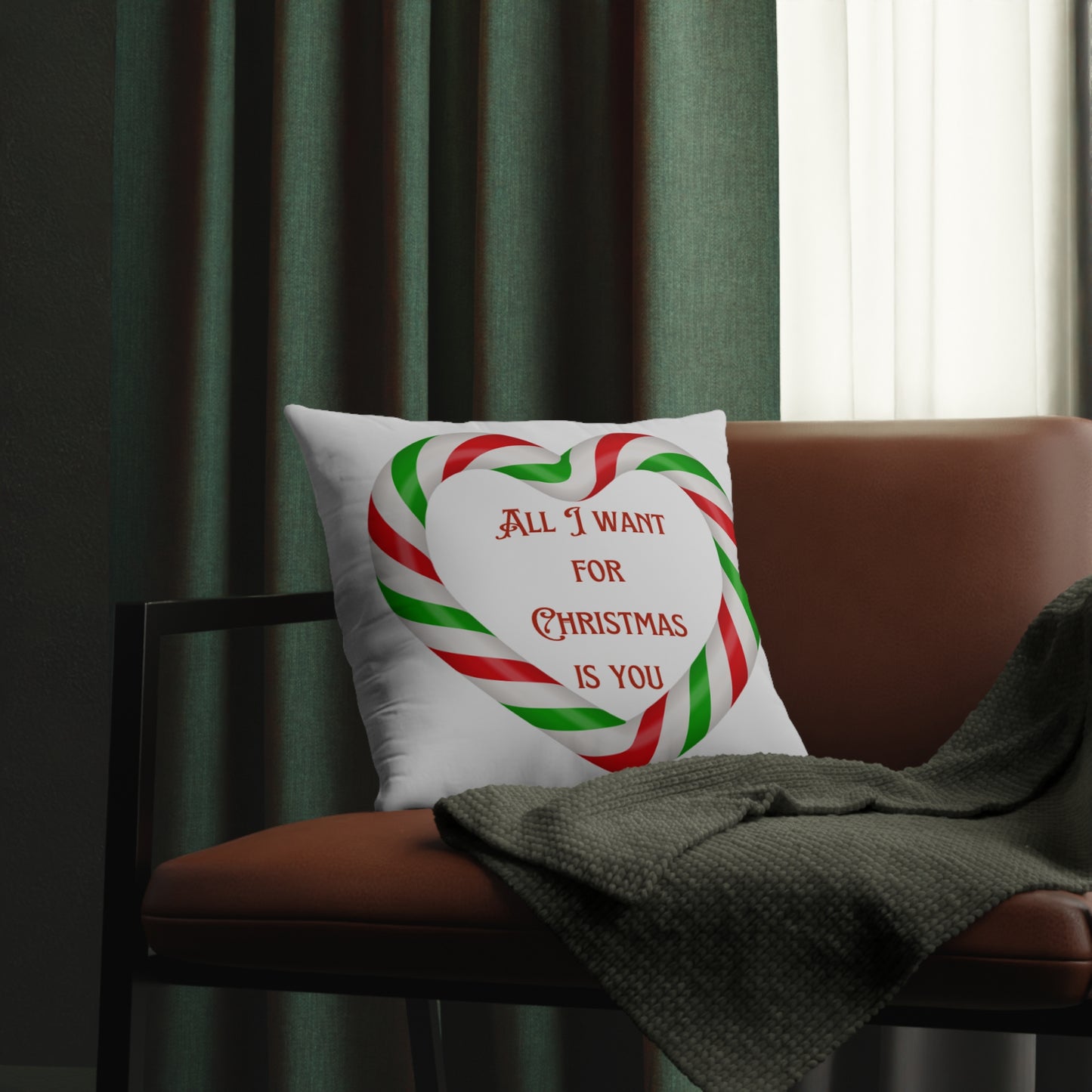 All I Want Christmas Candy Cane - Waterproof Pillow