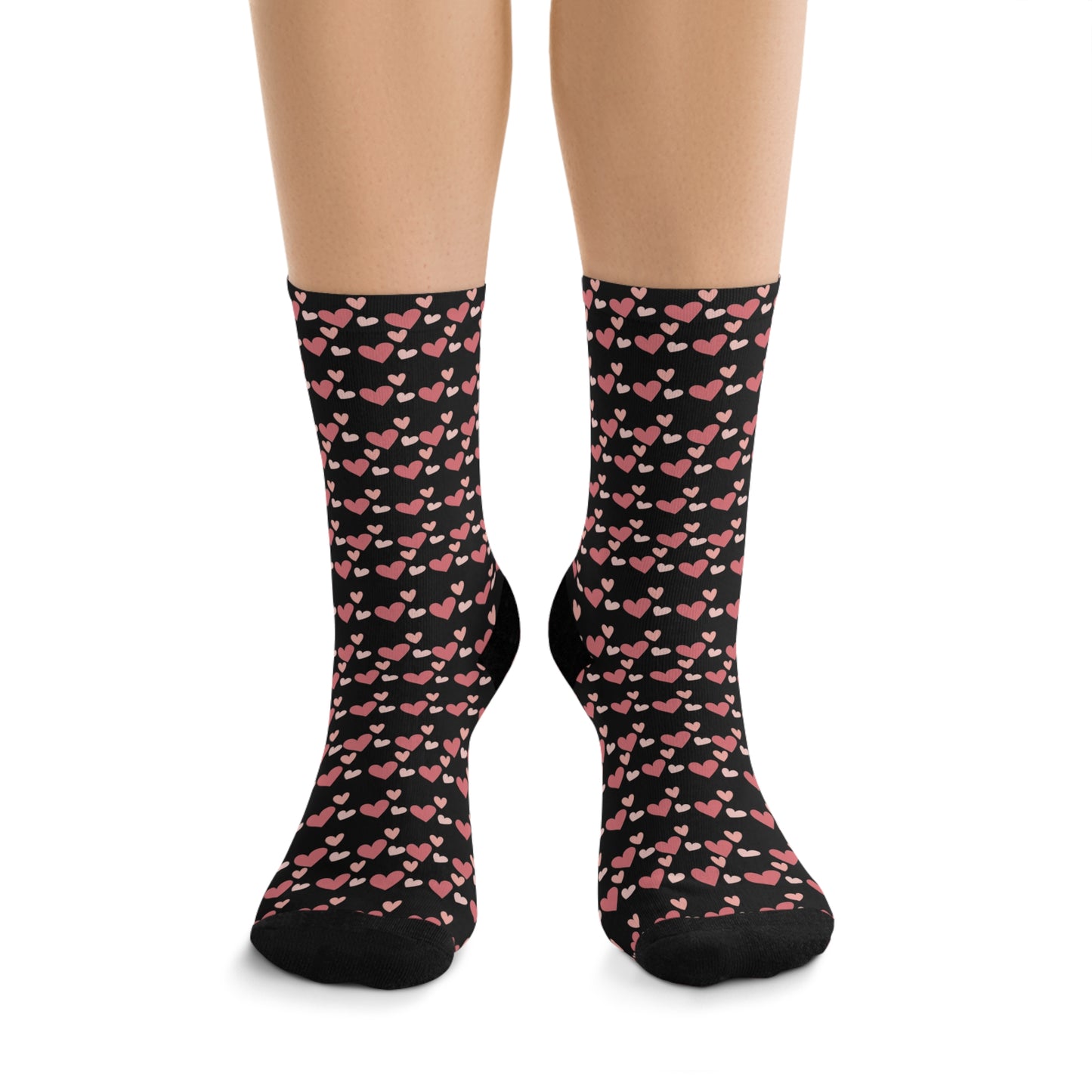 Hearts in Black - Recycled Poly Socks