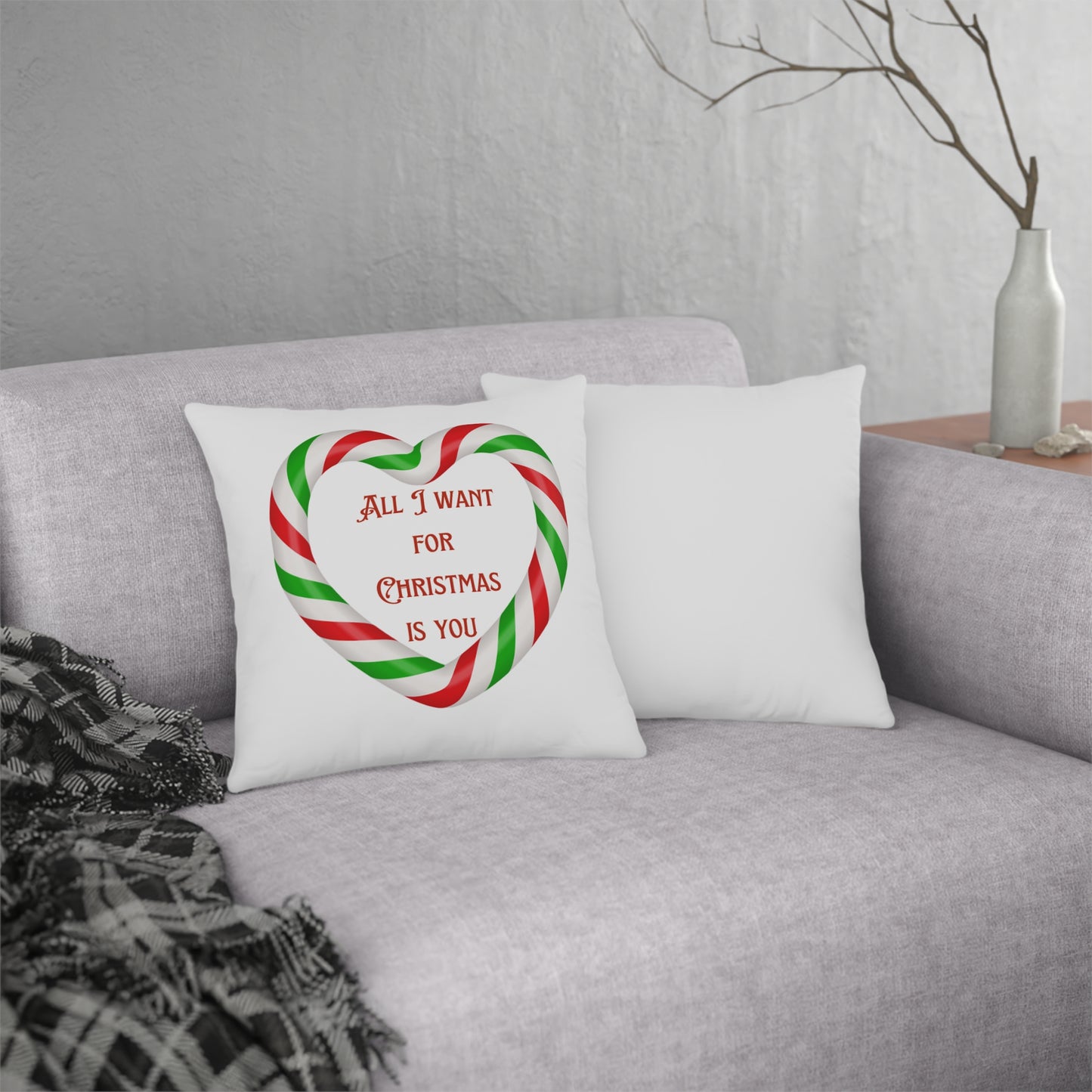 All I Want Christmas Candy Cane - Waterproof Pillow