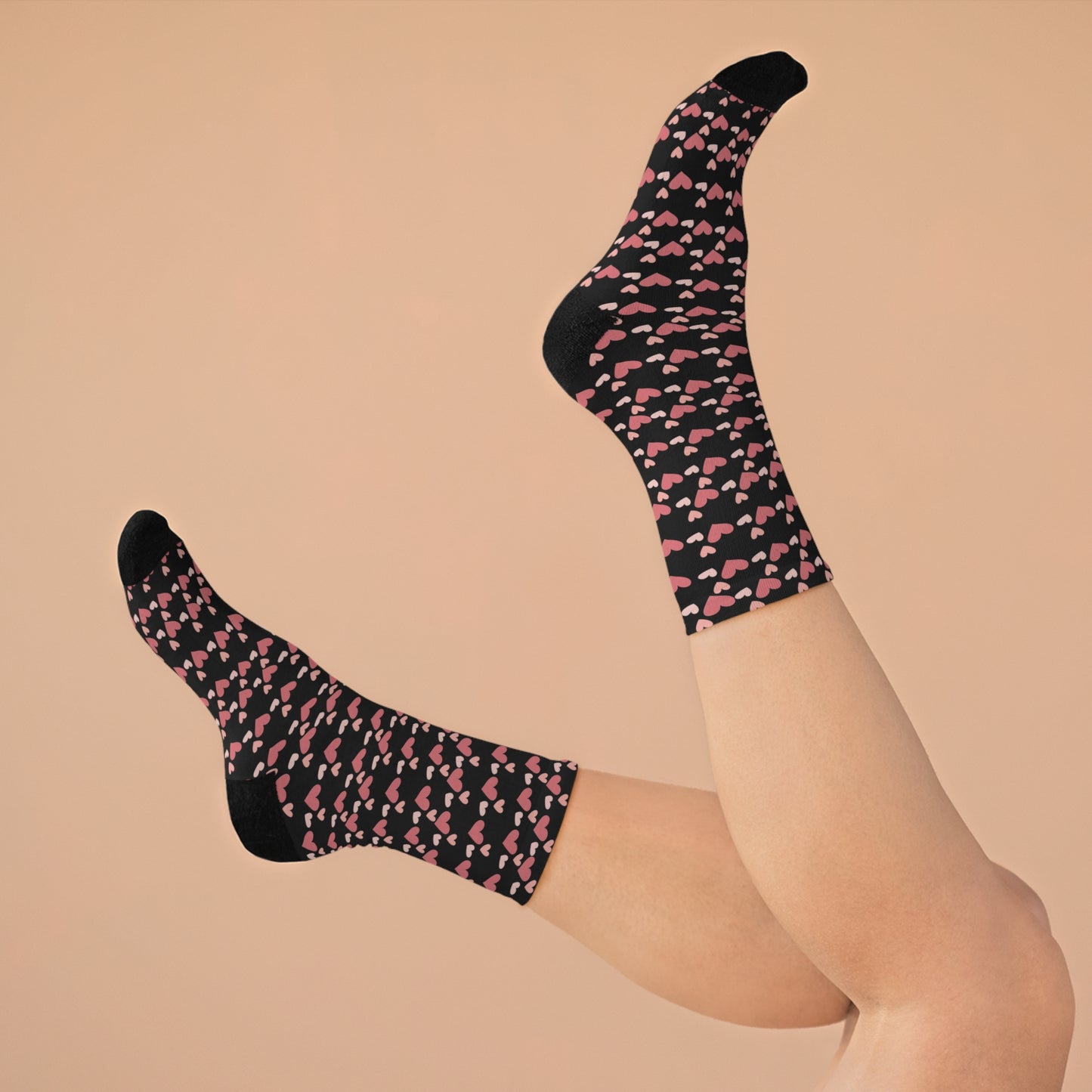 Hearts in Black - Recycled Poly Socks