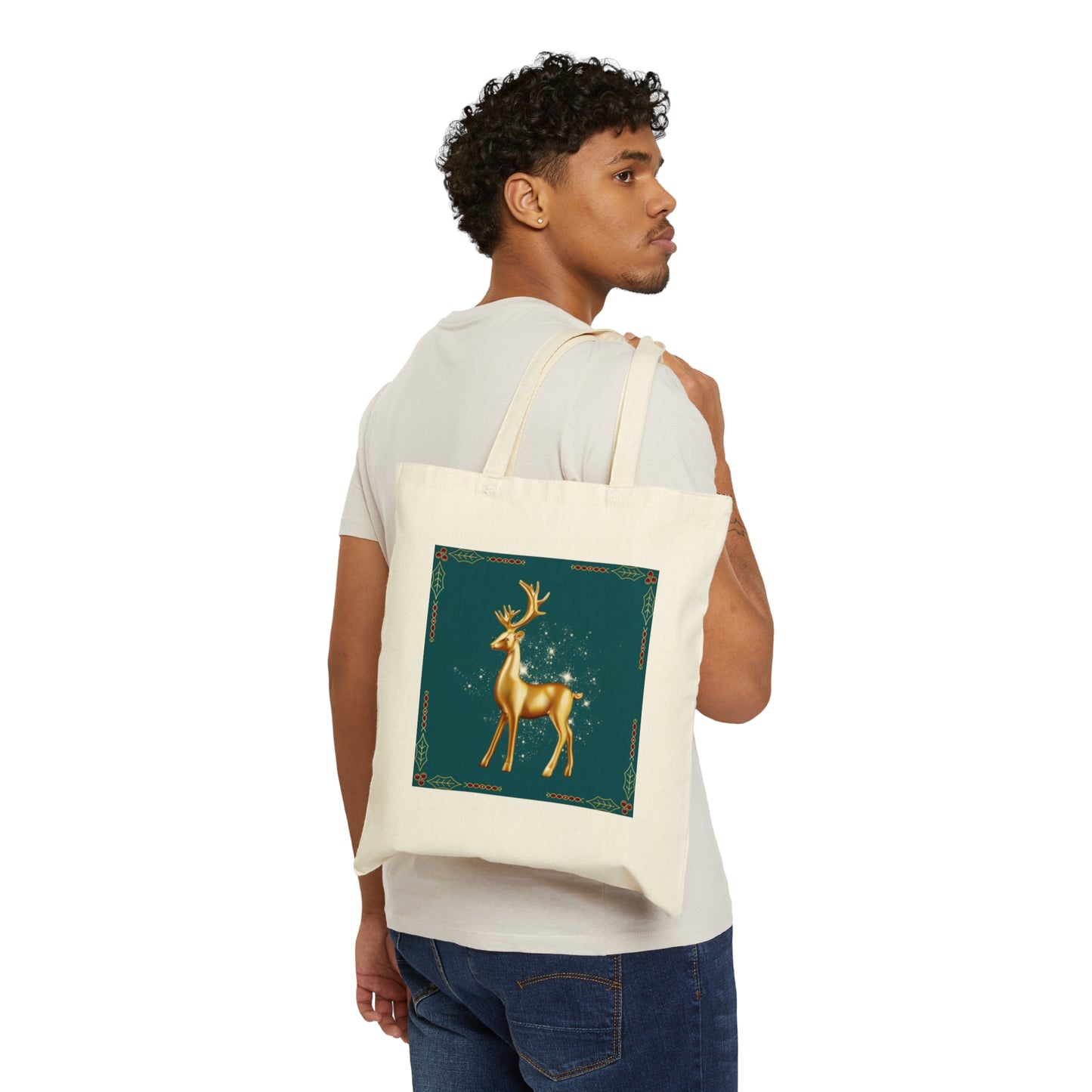 Holiday Reindeer- Cotton Canvas Tote Bag