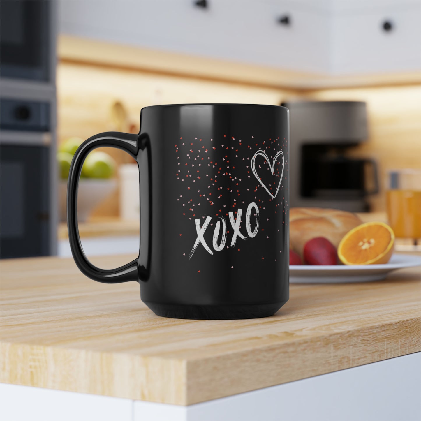 Love and Hugs - Black Mug, 15oz