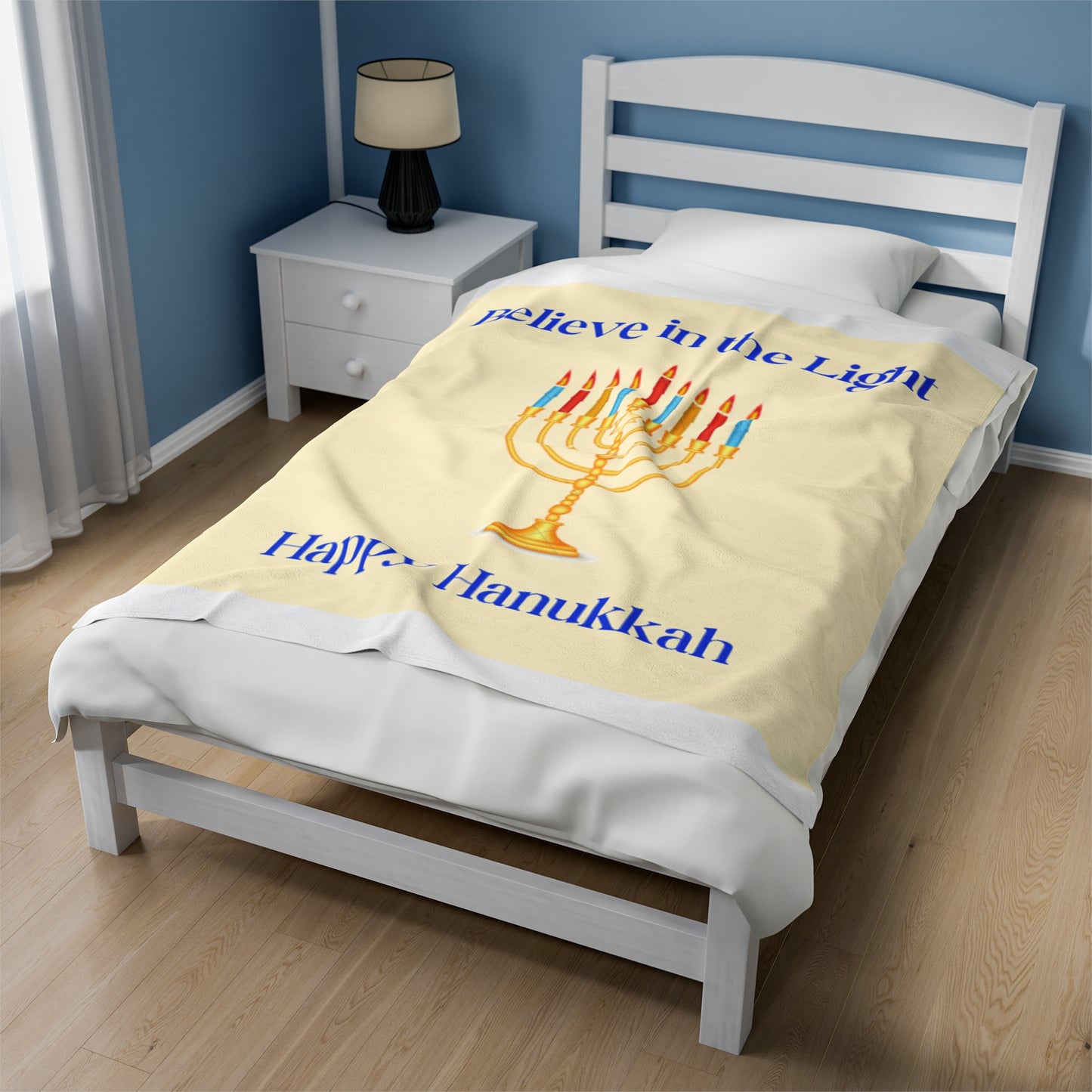 Hanukkah Lights Plush Blanket