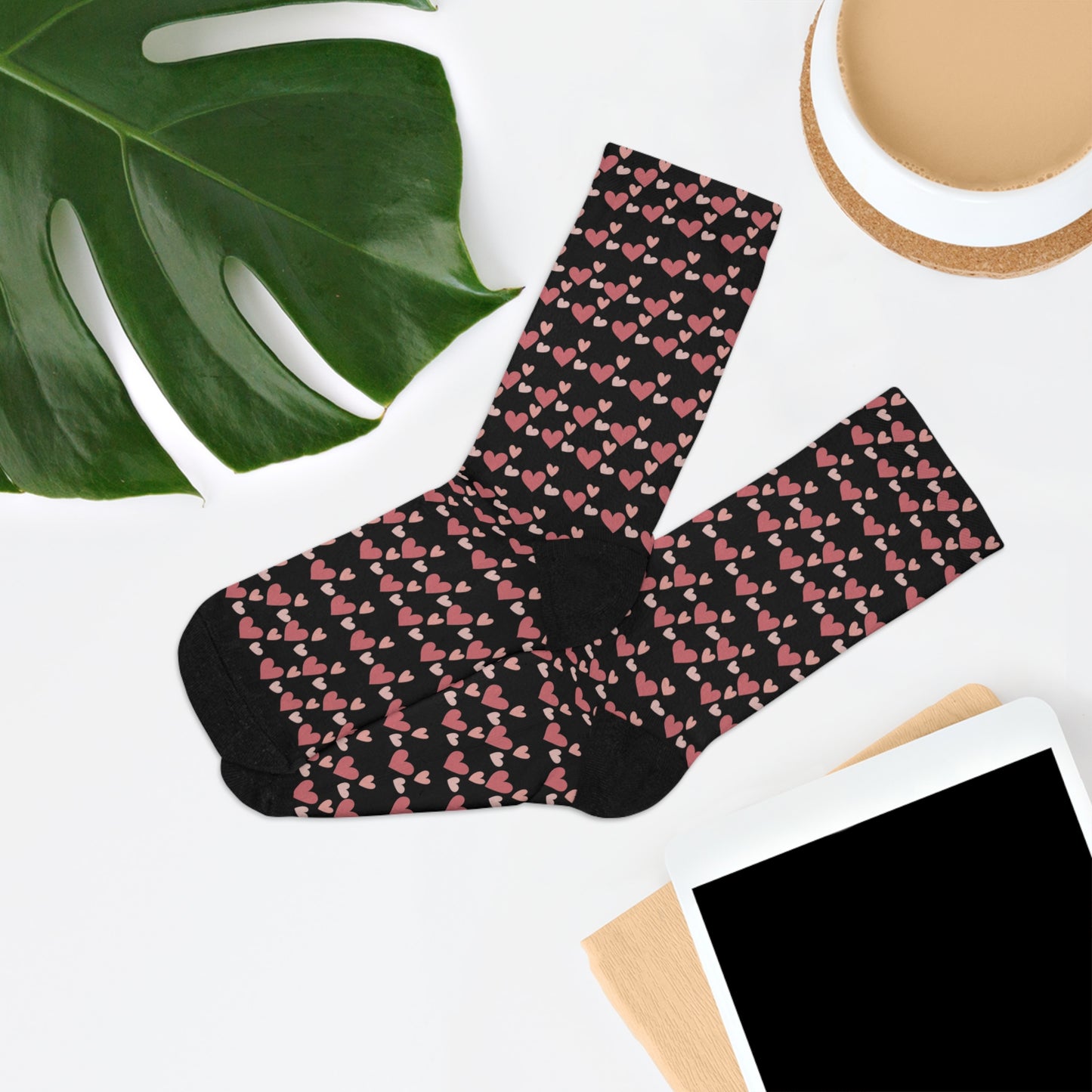 Hearts in Black - Recycled Poly Socks