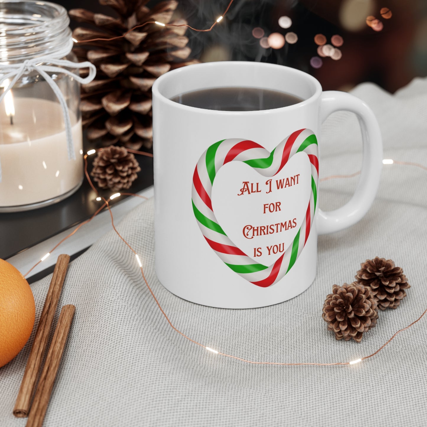 All I Want Christmas Candy Cane Mug 11oz