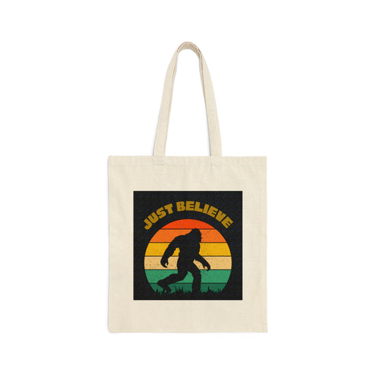 Just Believe Bigfoot - Cotton Canvas Tote Bag