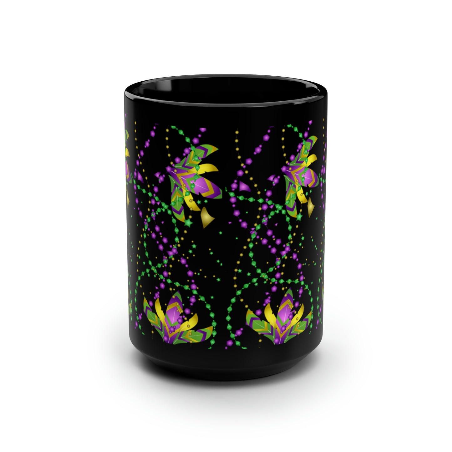 Mardi Gras Beads - Black Mug, 15oz