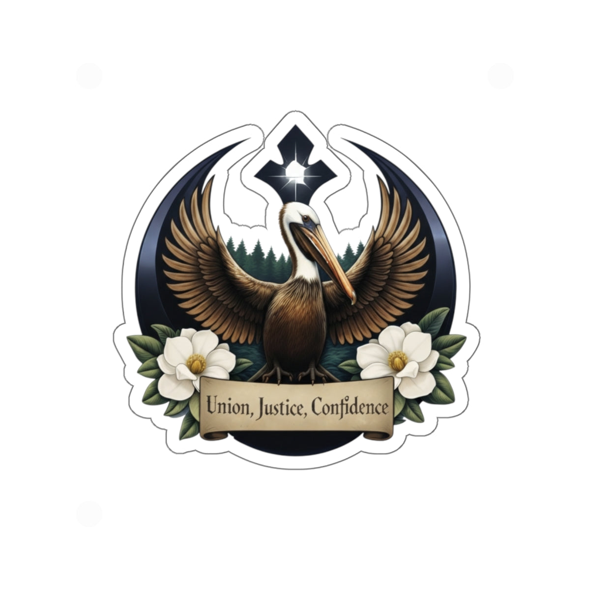 Louisiana Pelican Sticker — Rebel Bird Emblem
